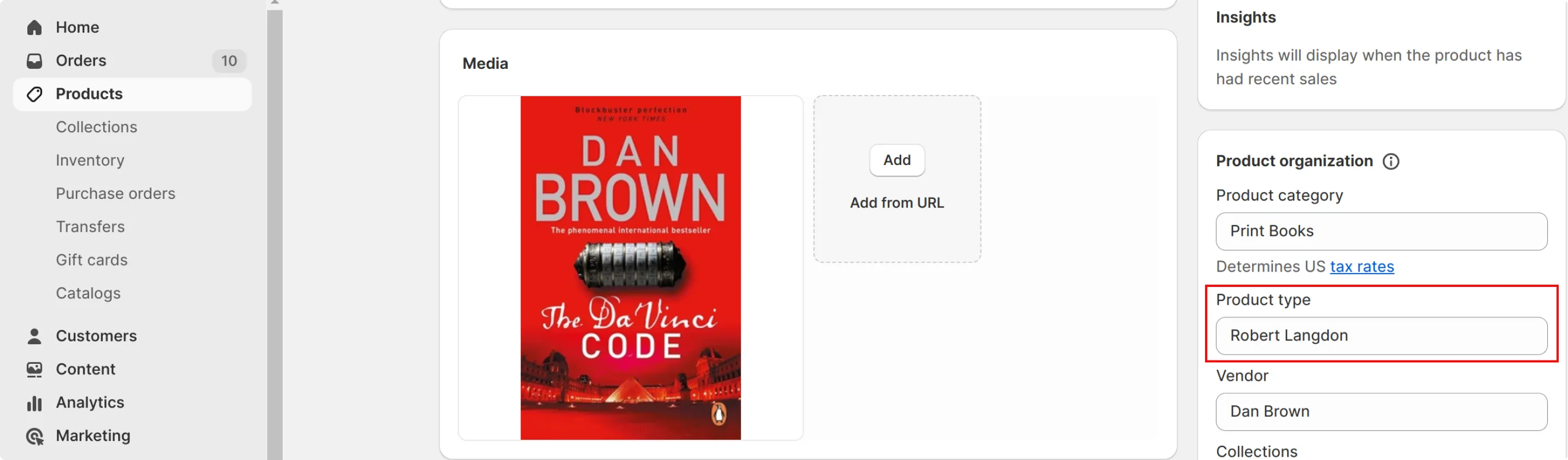 Shopify create product form