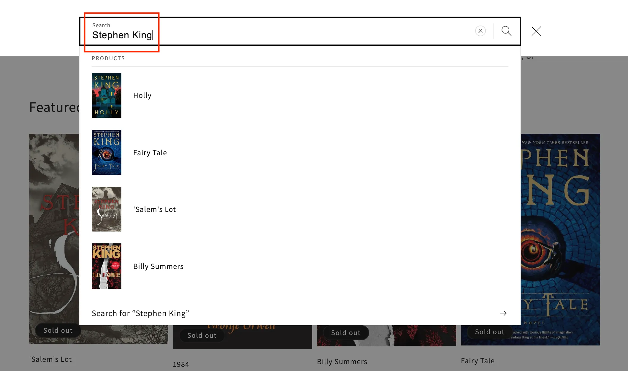 Shopify bookstore predictive search: author in vendor